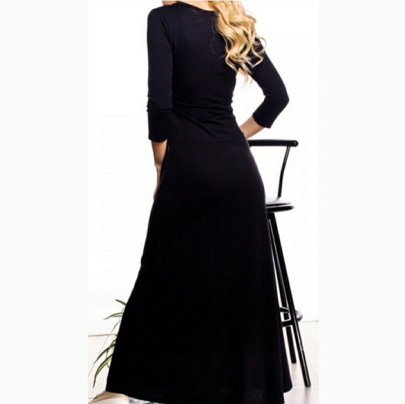 🆕⭐Black faux wrap quarter sleeve maxi dress - Picture 5 of 7